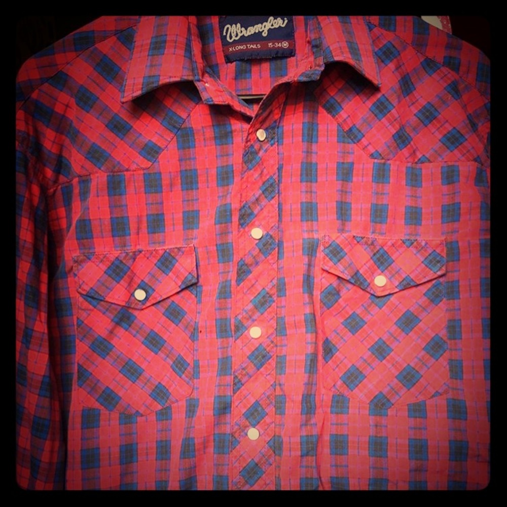 vintage wrangler western pearl snap